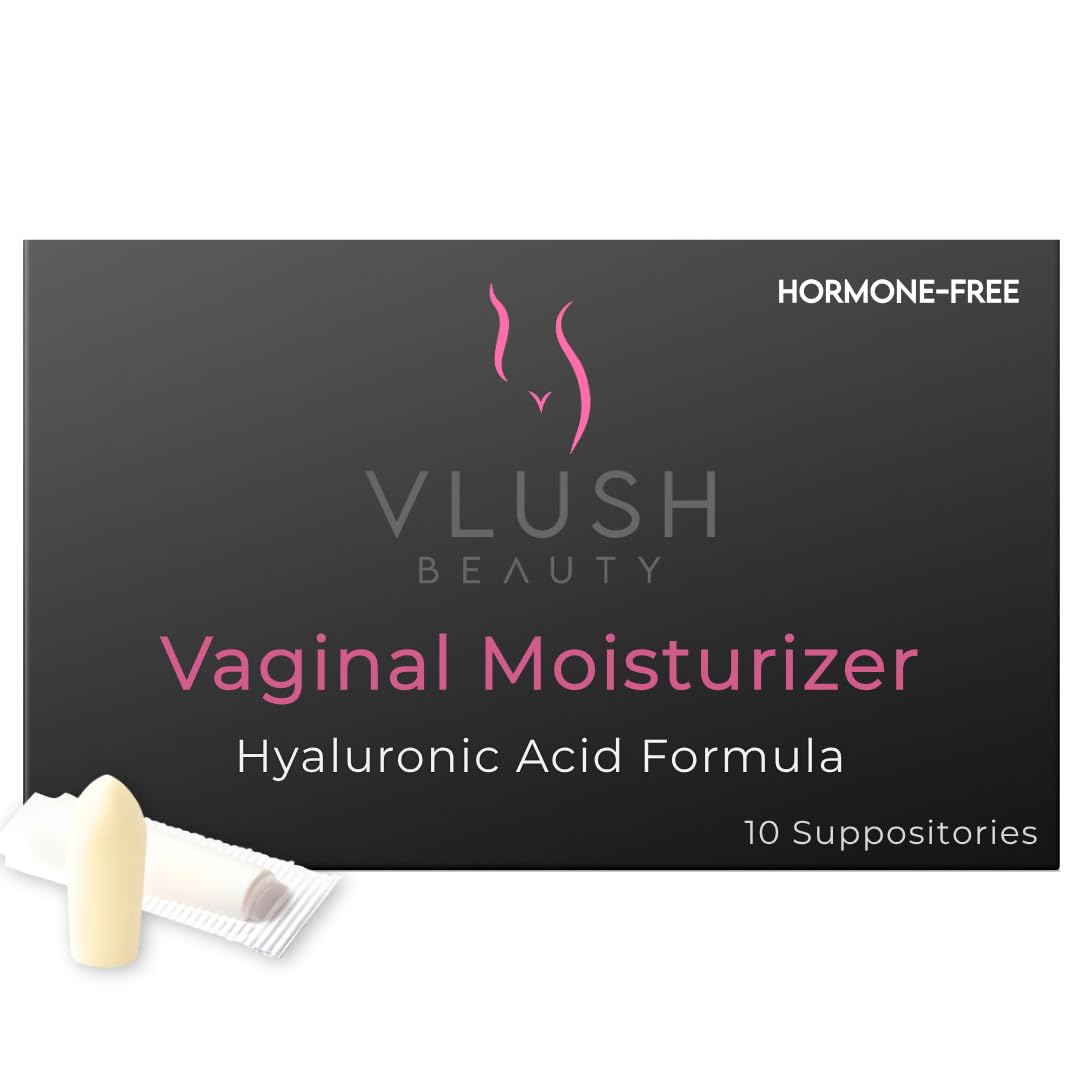 VLUSH Vaginal Moisturizer: Hormone-Free Hyaluronic Acid Suppositories for Dryness & Intimate Comfort – Clean Support for Menopause & Perimenopause (10pk)