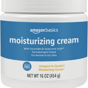 Amazon Basics Moisturizing Cream for Face and Body, Fragrance-Free, with Ceramides, Hydrating for Dry Skin, 16 Ounces, 1-Pack