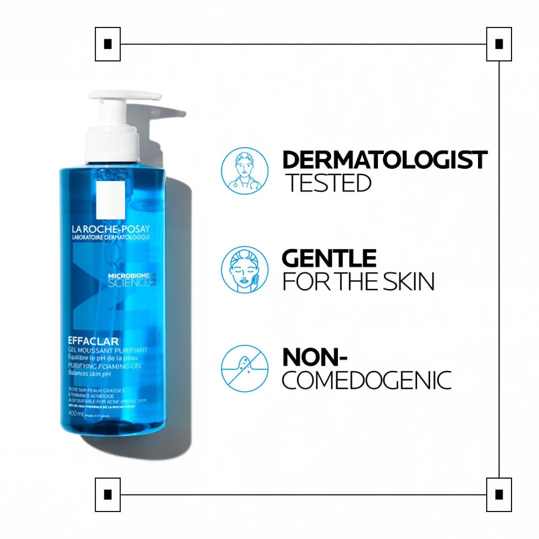 La Roche-Posay Effaclar Purifying Foaming Gel Cleanser for Oily Skin, With Zinc Pidolate To Remove Excess Oil, Alcohol Free & Oil Free, Face Wash For Oily Skin, Dermatologist & Sensitive Skin Tested - Image 7