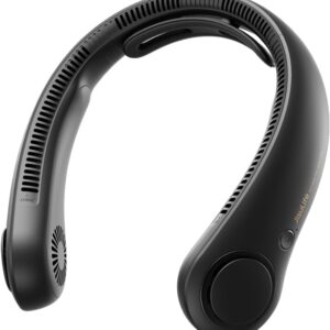 JISULIFE Portable Neck Fan Upgraded, Neckbrace Personal Hands Free, 5 Speed Gears Adjustment, 5000 mAh Wearable Bladeless Quiet Rechargeable for Outdoor Indoor, Gifts for Women Men- Black