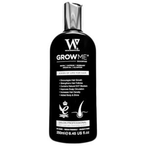Watermans Grow Me Organic Hair Growth Shampoo for Men & Women – Strengthening & Moisturizing with Biotin, Rosemary, Caffeine & Argan Oil for Fuller, Thicker-Looking Hair (8.45 fl oz)