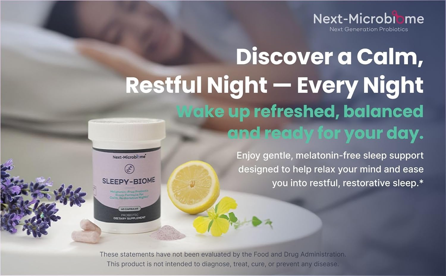 Sleep Supplement Without Melatonin – Sleepy-Biome Natural Sleep Aid for Calm, Restful Nights | Probiotic Gut-Brain Formula with GABA, L-Theanine, 5-HTP, Valerian & Ashwagandha (60 Capsules) - Image 2