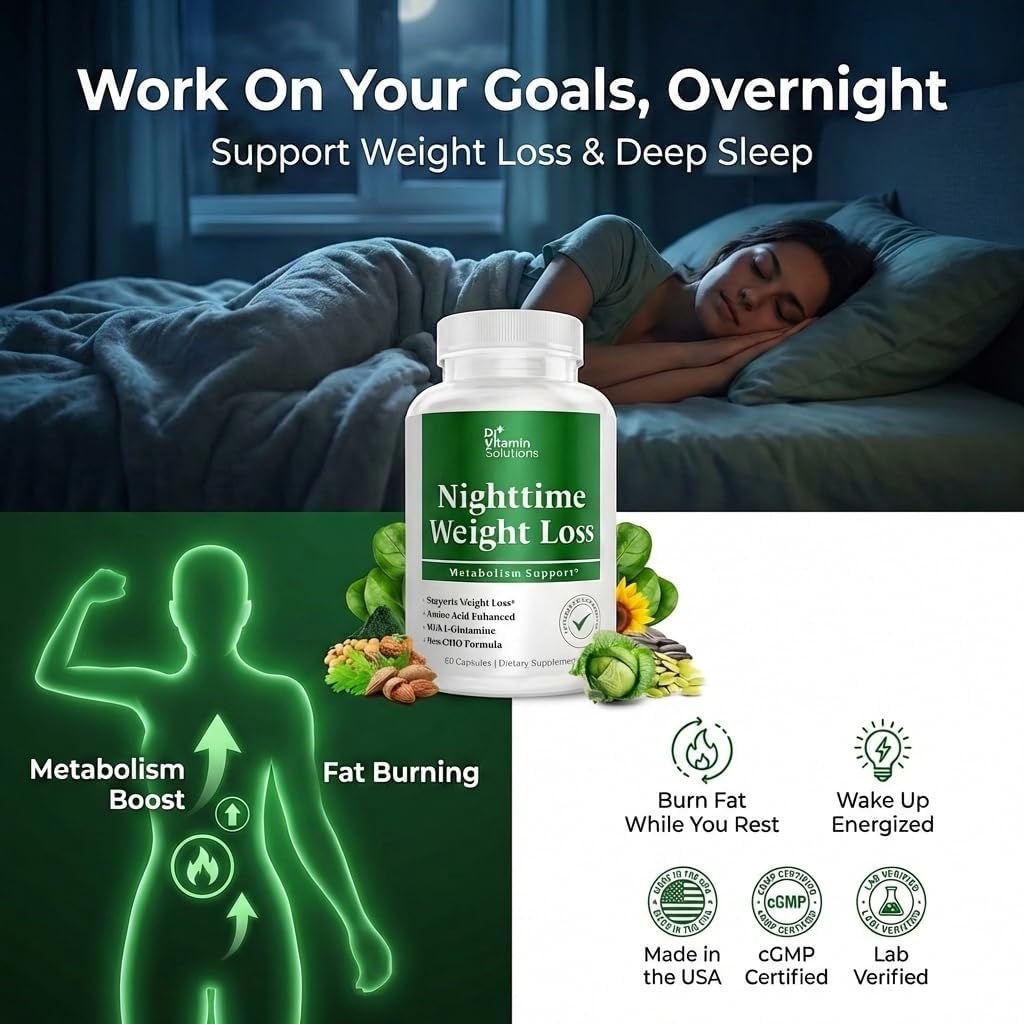 Nighttime Fat Burner Supplements - Appetite Suppressants for Weight Loss - Night-Time Fat Burner for Women and Men Supporting Sleep & Relaxation - Weight Loss Pills - 60 Capsules - Image 2