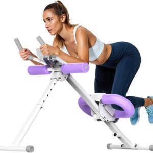 OWLSKY Ab Machine, Adjustable Ab Trainer Machine for Abs Workout at Home Gym, Foldable, Knee Protection, LCD Monitor, Device Holder, 400 LBS,Abdominal Trainer for Stomach Workout