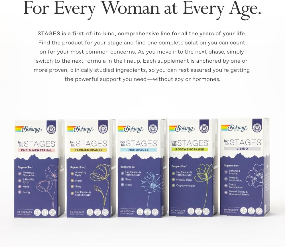 SOLARAY Postmenopause her Life Stages - Post Menopause Supplements for Women with Resveratrol - Vegan and Made Without Hormones - 60-Day Guarantee - Vegan, Lab Verified - 30 Servings, 60 VegCaps - Image 6