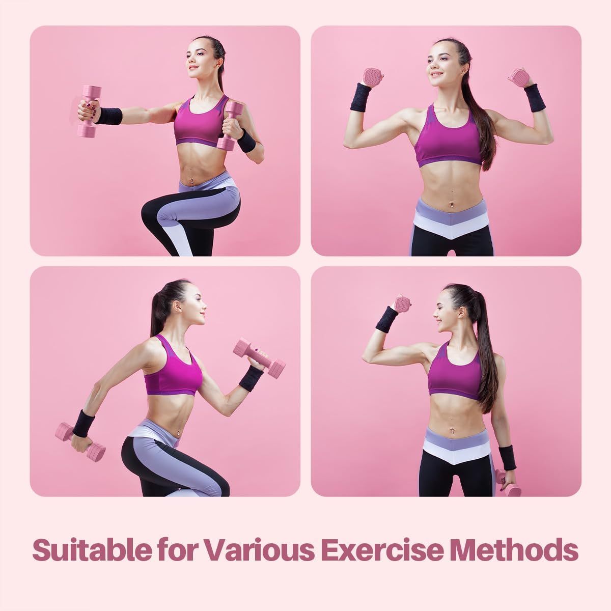 Zempox Adjustable Dumbbell Set, 4 in 1 Free Weight Dumbbell Set for Women, Hand Weight for Women at Home, Each 2lb 3lb 4lb 5lb with TPU Soft Rubber Handle for Home Gym Aquatic Fitness Equipment,Purple - Image 6