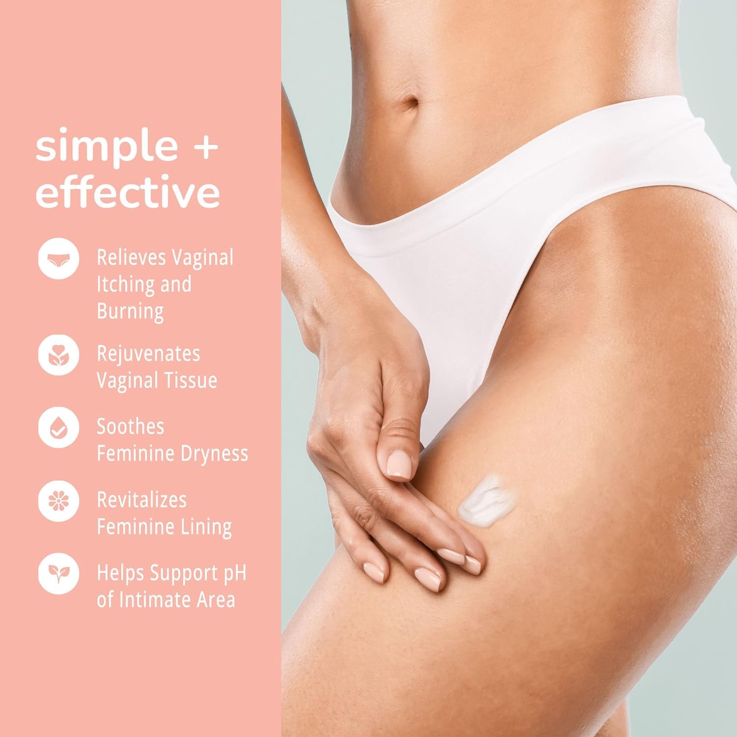 Vulva Moisture Cream - Daily Feminine Care Moisturizer Helping with Vaginal Dryness, Burning, Itching, Lubrication & Comfort for Women Estrogen Free, Non-GMO, Omega-7, Vitamin E, 1.76 Fl Oz, 1 Pack - Image 3
