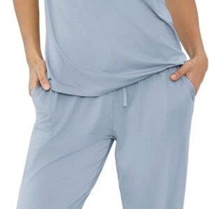 Joyaria Bamboo Viscose Pajamas Women Ultra Soft Short Sleeve Jogger Pants Pjs Set Cooling Sleepwear