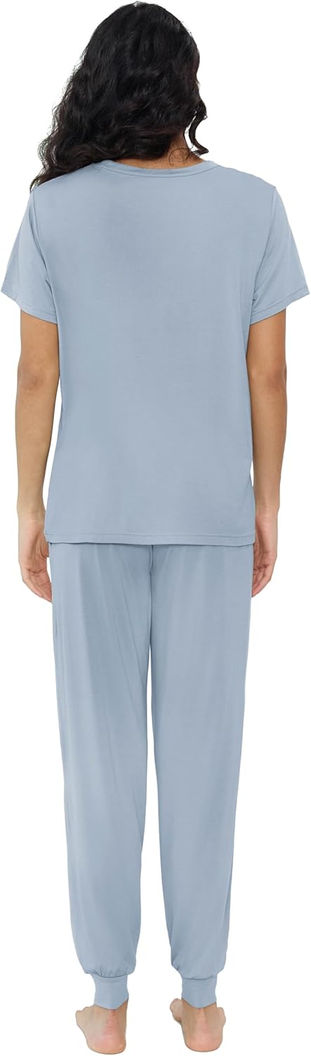 Joyaria Bamboo Viscose Pajamas Women Ultra Soft Short Sleeve Jogger Pants Pjs Set Cooling Sleepwear - Image 6