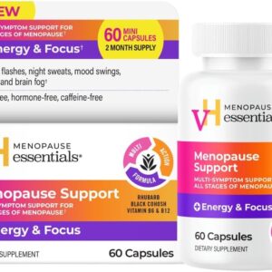 vH essentials Menopause Energy & Focus Support 60 Capsules – Multi-Symptom Support for All-Stages of Menopause: hot Flashes, Night Sweats, Mood Swings, Fatigue & Brain Fog