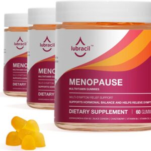 Lubracil Menopause Gummies for Women, Perimenopause Supplements with Black Cohosh & Ashwagandha, Hot Flashes, Night Sweats, Hormonal Balance, 180 Gummies (Pack of 3)