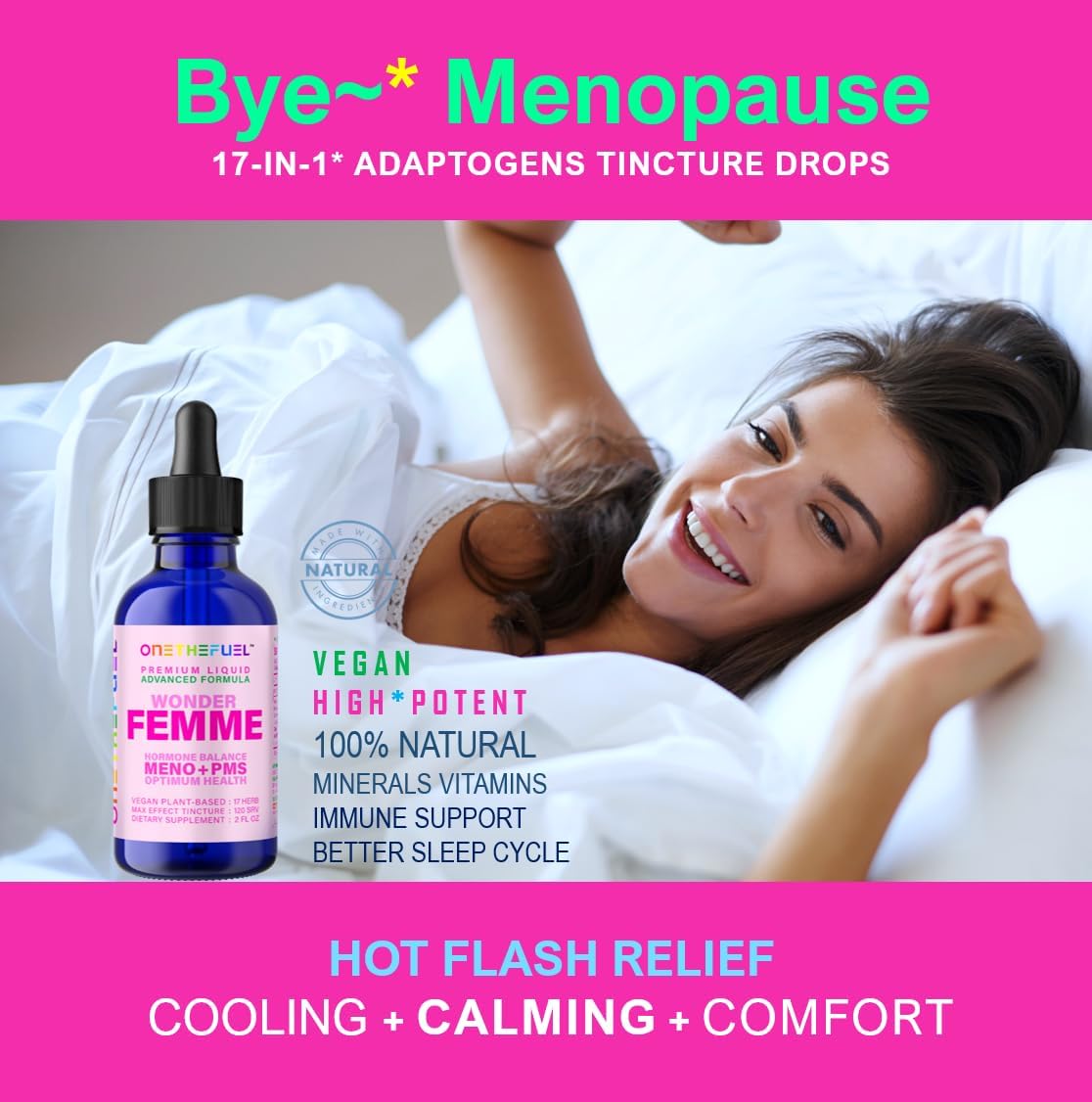 Wonder Femme Plant-Based Hormone Balance Menopause Hot Flashes Relief Support 100% Natural 17 Herbal Women Estrogen Health Supplement Dong Quai Vitex + Fast Absorb Tincture 2 oz. Liquid - Image 6