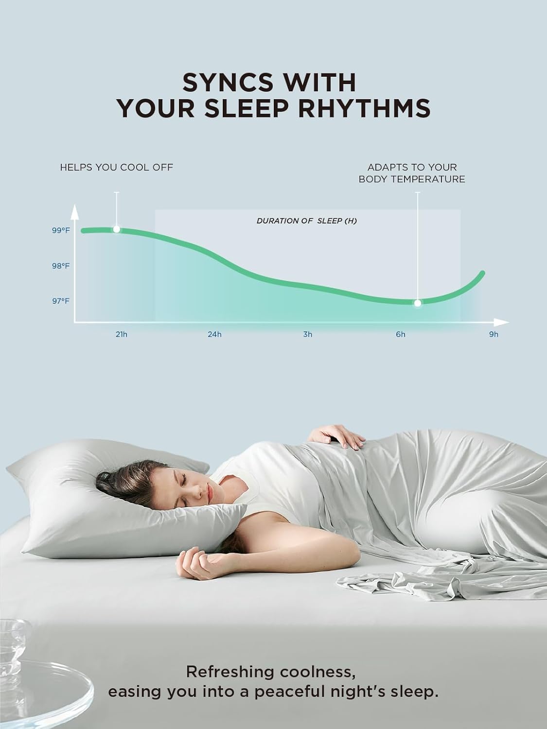 Bedsure Cooling Sheets King Size, Cooling Bed Sheets for Hot Sleepers, Chill Cool Sheet, Deep Pocket Up to 18 Inches, Soft & Breathable King Size Sheets Set, 4 Pieces, Grey - Image 2