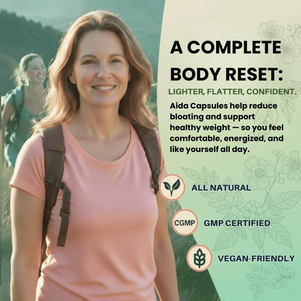 Aida™ - Menopause Capsules – Estrogen Support for Women with Ashwagandha, Maca & Tribulus – Weight Management, Bloating Relief, Hormonal Balance, Menopause Symptoms (30 Servings) - Image 4