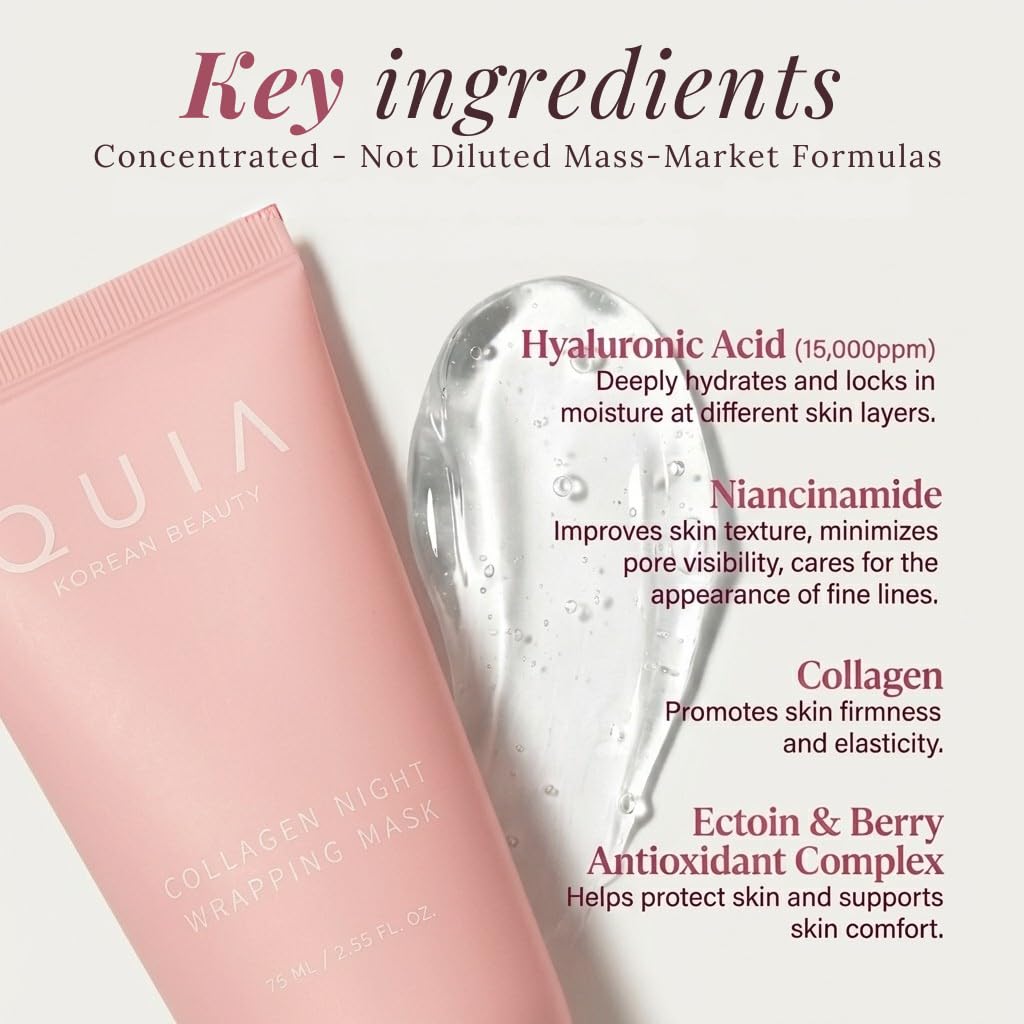 QUIA Collagen Wrapping Mask 75ml - Clinical +92% Firmer Appearance - Overnight Glass Skin Peel Off - Korean Skincare - All Skin Types - Better Than Sheet Masks - Image 3