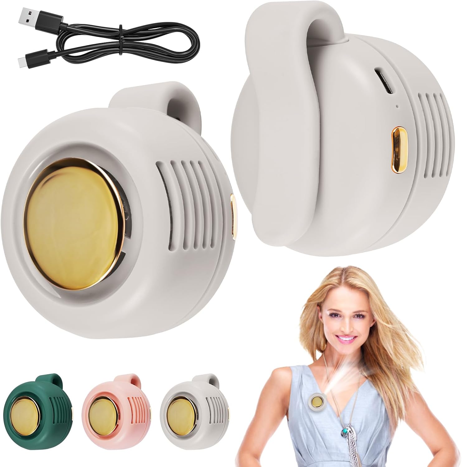 2026 New Portable Clip-On Fan, 360° Rotatable Mini Bladeless Fan for Shirt & Waist, 3-Speed Quiet Wearable Personal Fan, USB-C Rechargeable Whirlwind Fan for Outdoor, Travel & Stroller (White)