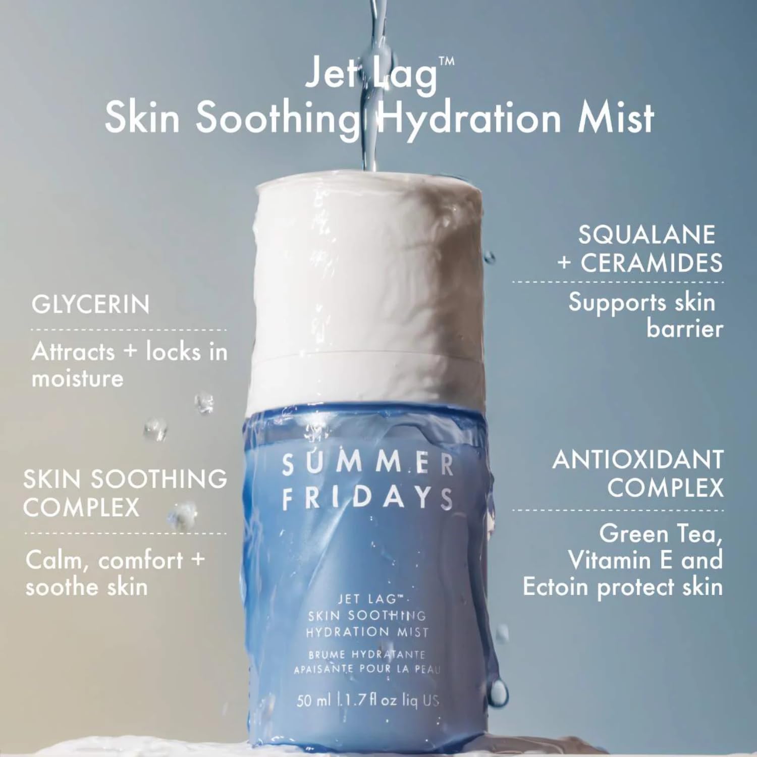 Summer Fridays Jet Lag Hydration Face Mist – Soothing Facial Spray for Glow & Skin Barrier Support (1.7 oz) - Image 2