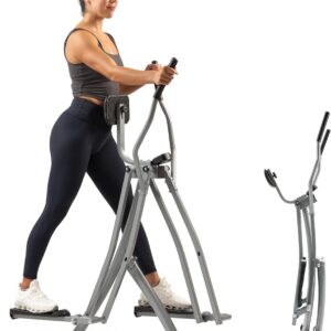 Sunny Health & Fitness Foldable Air Walk Elliptical, 30" inch Long Stride Glide Exercise Full-Body Cardio Cross Smart Trainer for Home Office, SunnyFit App via Bluetooth with Adjustable Resistance