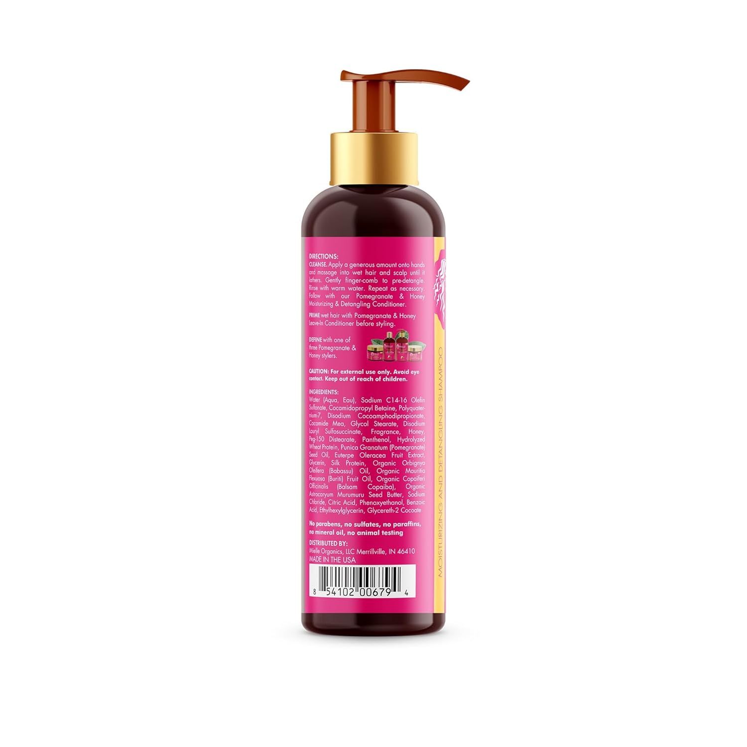 Mielle Organics Pomegranate & Honey Detangling & Moisturizing Shampoo - Curly Hair Shampoo for Women - Enriched with Honey & Babassu Oil to Lift Dirt, Loosen Tangles & Retain Moisture (12 Fl Oz) - Image 6