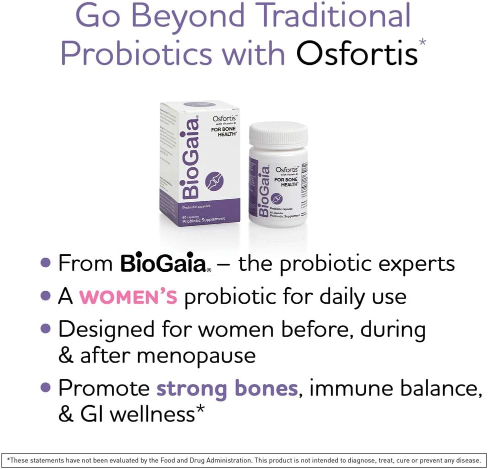 BioGaia Osfortis, Women’s Probiotic for Strong Bones, Immune Balance & GI Wellness, Contains L. reuteri 6475, 60 Capsules, 1 Pack - Image 5