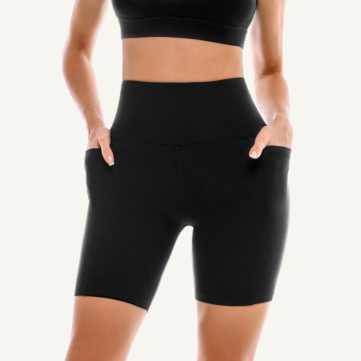 Leafigure 2 Pack Womens Biker Shorts with Pockets, High Waisted Yoga Shorts for Women Running Gym and Workout - Image 2