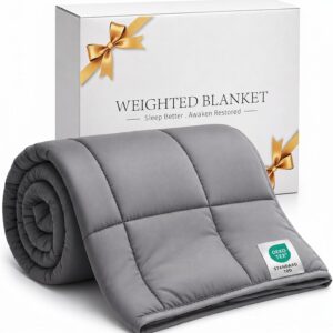 Smart Queen Weighted Blanket 15lbs (48”x72”,Grey) Twin Size Soft Cooling Heavy Blanket for Sleeping, Breathable All Season Comfort with Premium Glass Beads,Machine Washable