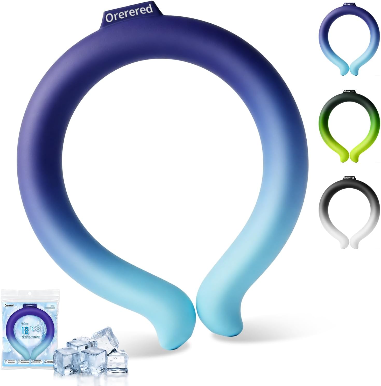 Neck Cooling Tube Ice Ring – Reusable Cooling Neck Wrap for Sports, Travel & Hot Weather (Gradient Navy-Sky Blue)
