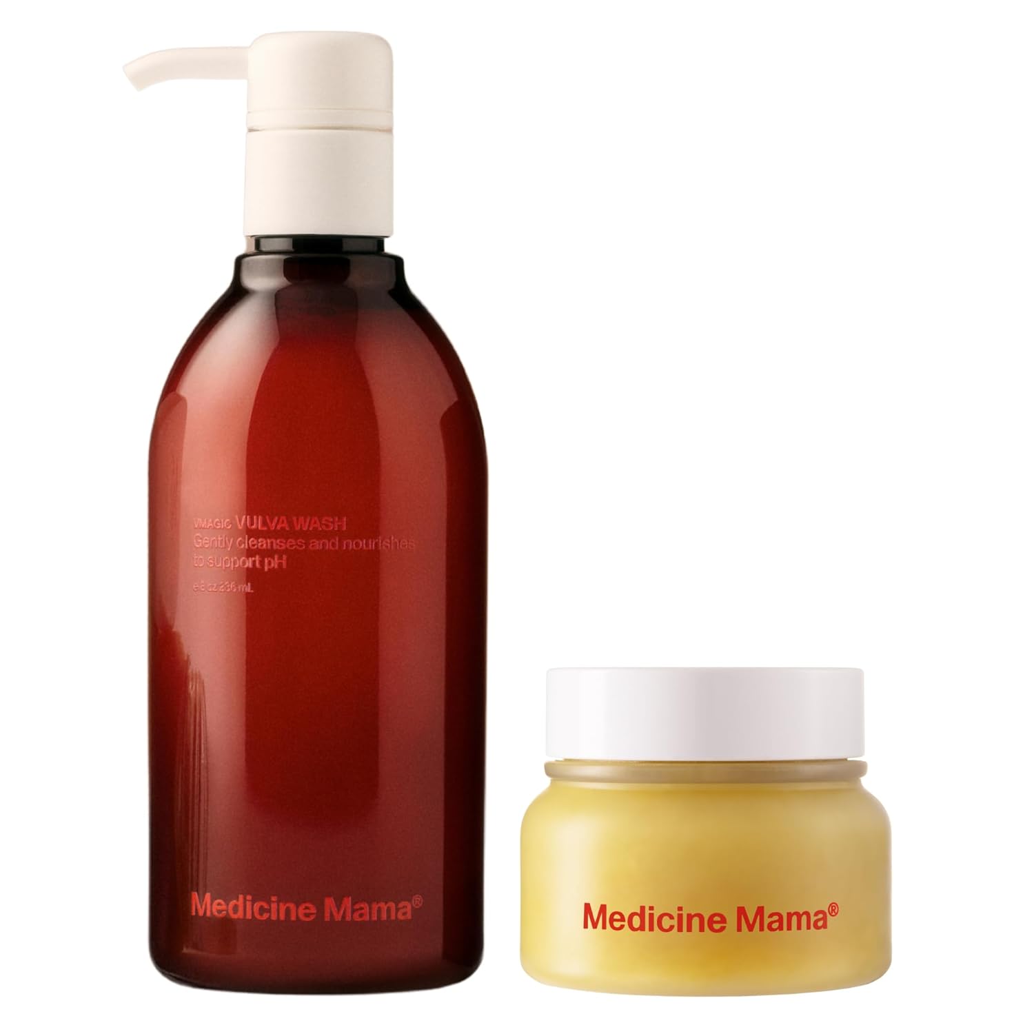 VMAGIC by Medicine Mama Organic Vulva Balm & Vulva Wash Bundle – Intimate Skin Care for Menopause Support & Dryness and Gentle pH Balanced Feminine Wash for Sensitive Skin – Balm 2 oz & Cleanser 8 oz