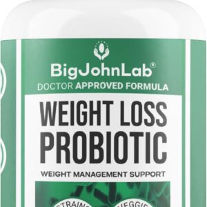 BIGJOHNLAB® - Probiotics for Weight Management & Bloating - 6 Probiotic Strains - Prebiotics - Key Ingredient Cayenne & Green Tea - Supports Gut Health - Weight Management for Women & Men - 30 CT