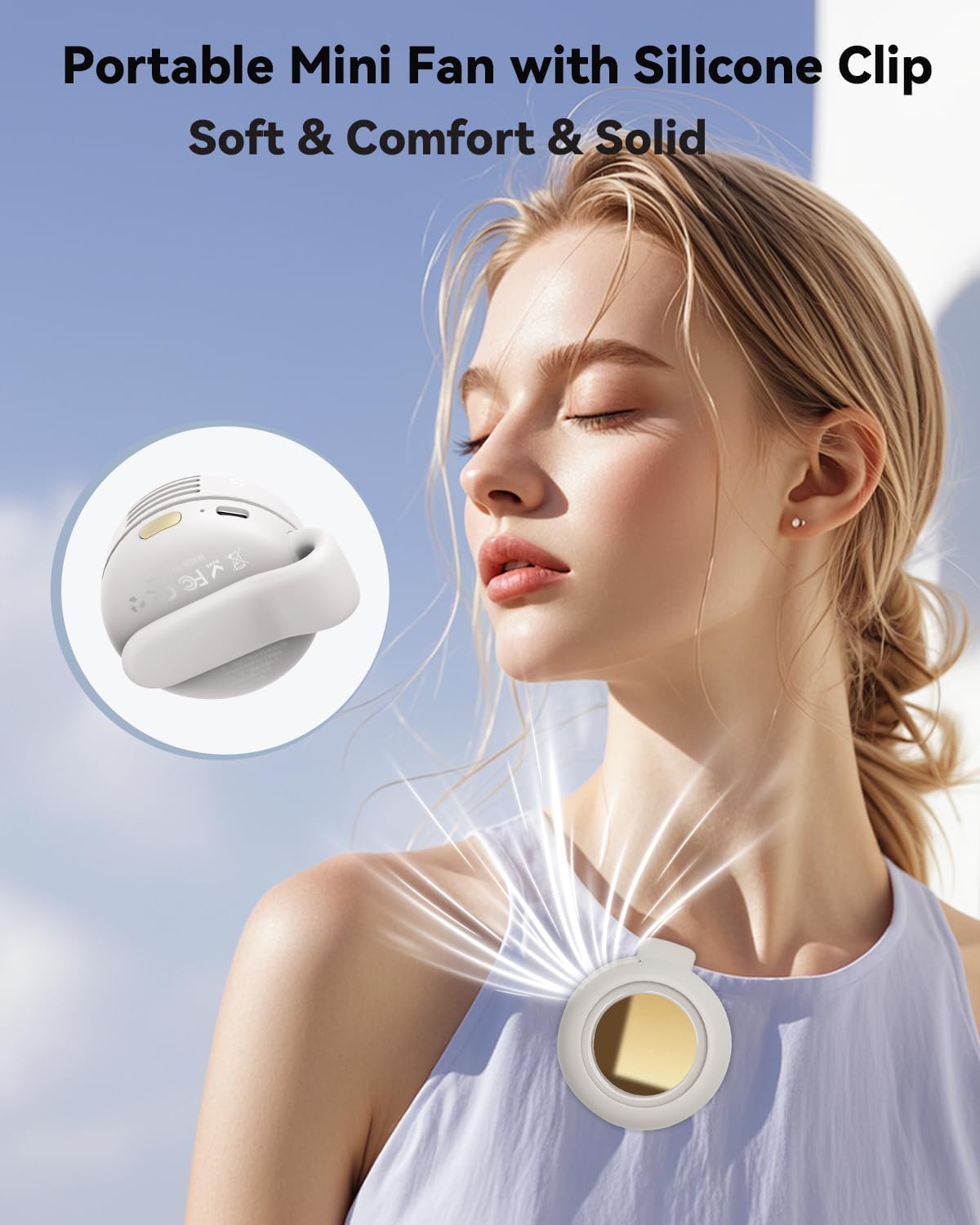 Portable Silent Mini Bladeless Fan Clip On, Small Fan Clip on for Shirt & Waist, Adjustable 3-Speed Suspended Whirlwind Fans, For Outdoor & Travel & Office, Travel Accessories, Gift - Image 3