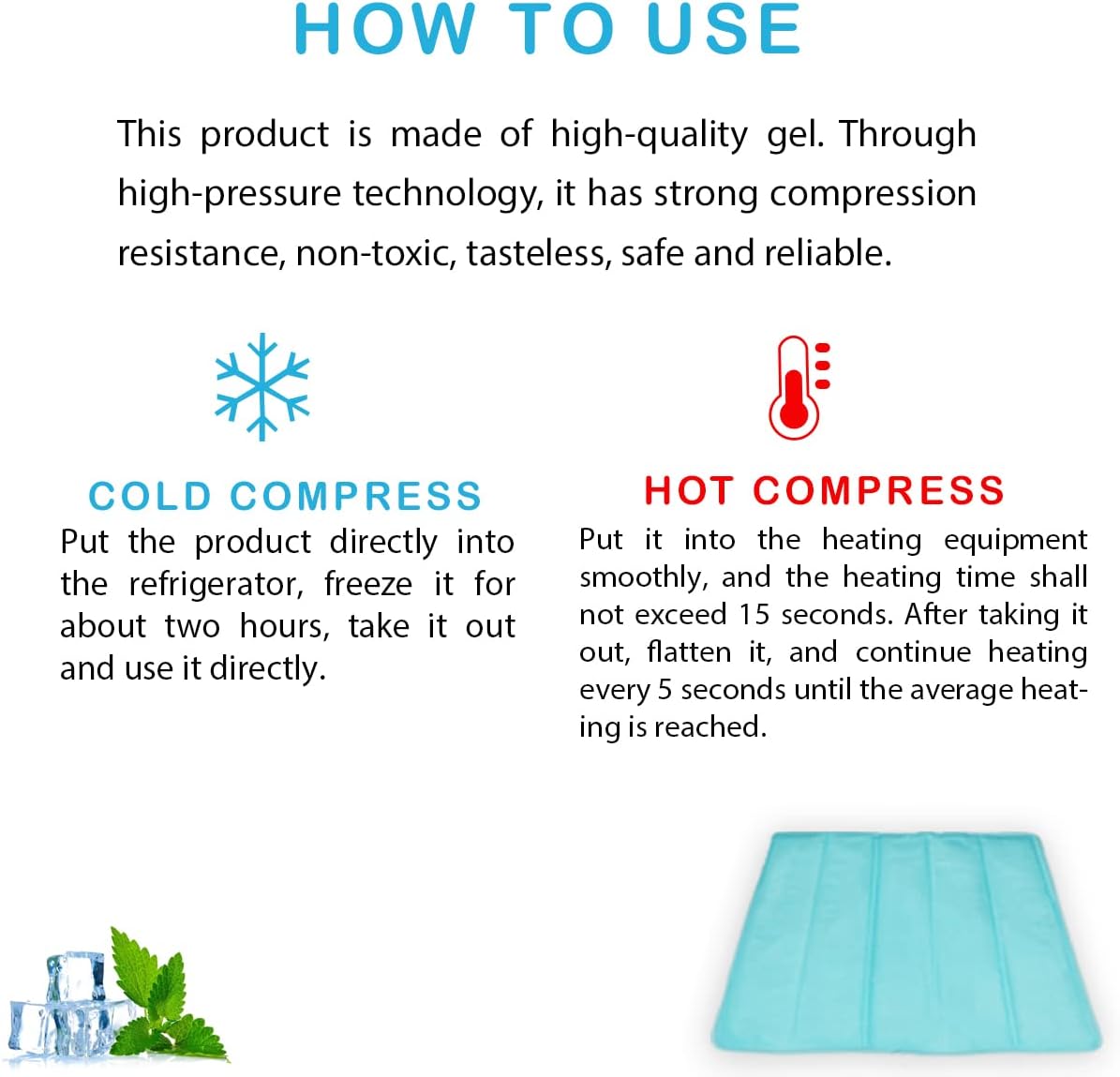 Ice Cooling Mat, Gel Cooling Cold Mat Pain Relief, Injuries Mesh Fabric Hot Cold Therapy Pack for Back, Shoulder, Knee, Belly Green 18in×18in (Green) - Image 8