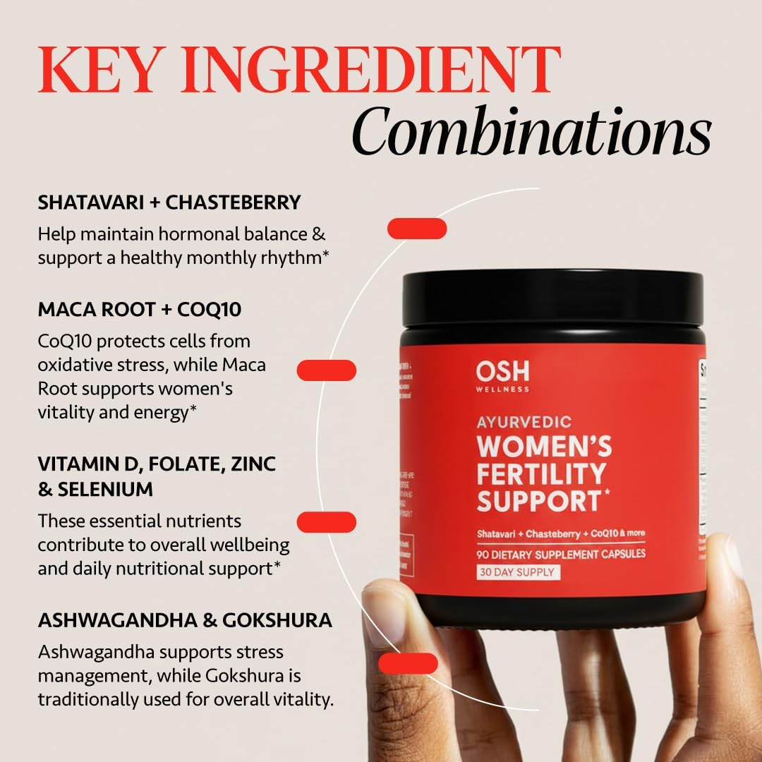Freshly Moms Ayurvedic Fertility Supplements for Women | Ovulation, Hormonal Balance & Cycle Support | Maca Root, Vitex, & Vitamins | Vegan | 90 Capsules - OSH Wellness - Image 3