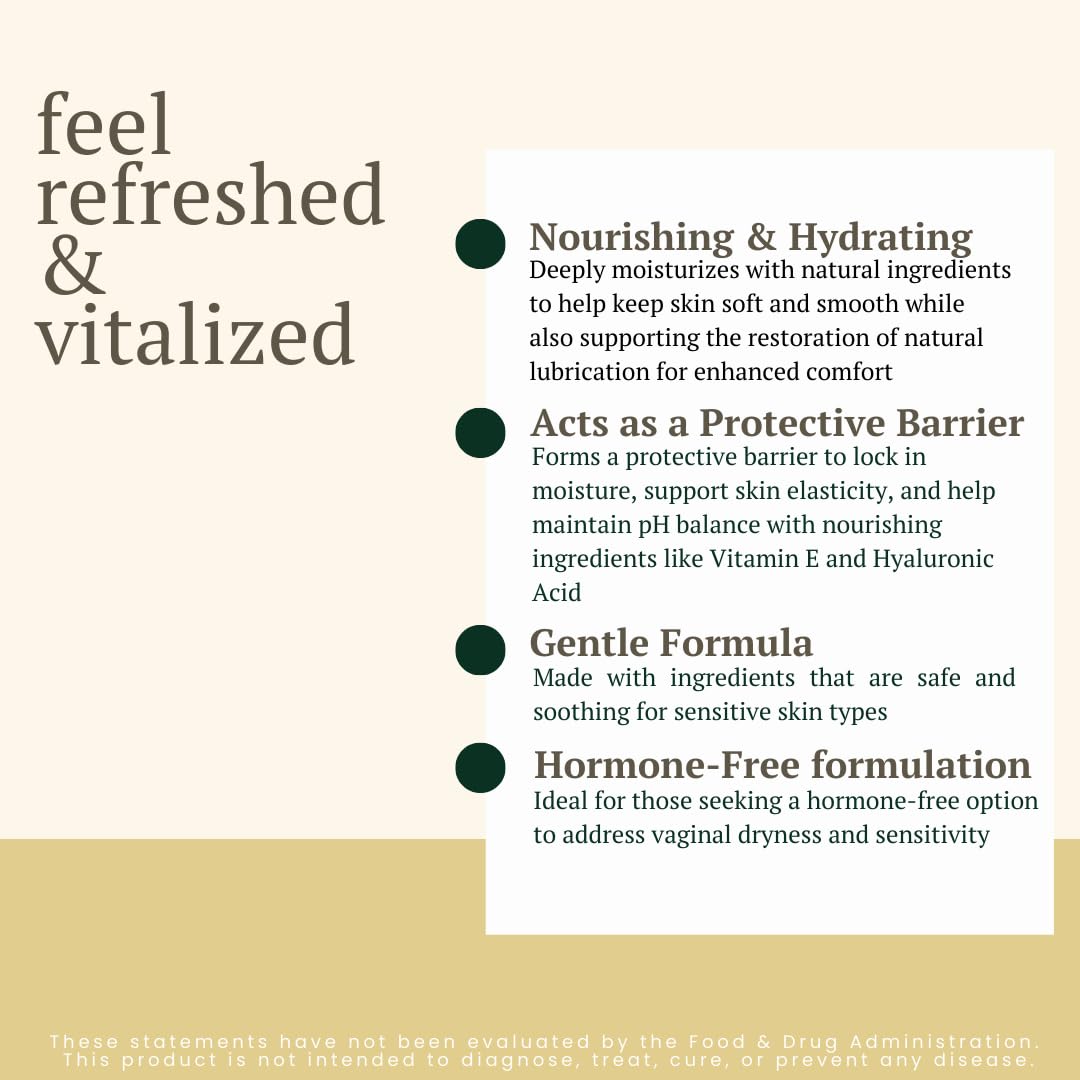 Revita Vaginal Moisturizer Cream, Hormone-Free Vaginal Moisturizer with Shea Butter, Hyaluronic Acid, Cocoa Butter, Vitamin E, Natural Oils & Beeswax - Gentle Hydration for Comfort & Balance, 1.8oz - Image 3