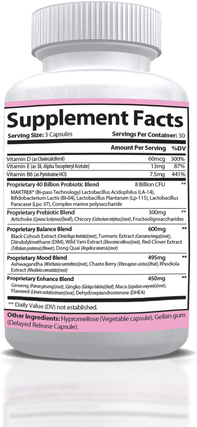 MenoStop - Hot Flashes and Menopause Support - Black Cohosh, Ashwagandha, Dong Quai, Prebiotic and Probiotic Blend - 30-Day Supply - Image 2