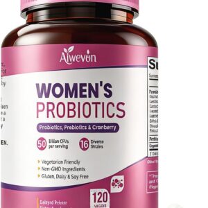 Women Probiotics 50 Billion CFU: Probiotics for Women with Prebiotics & Cranberry, 16 Strain Probiotic Supplement for Digestive Gut Health, Vaginal & Urinary Tract Support Vegan Probiotic 120 Capsules