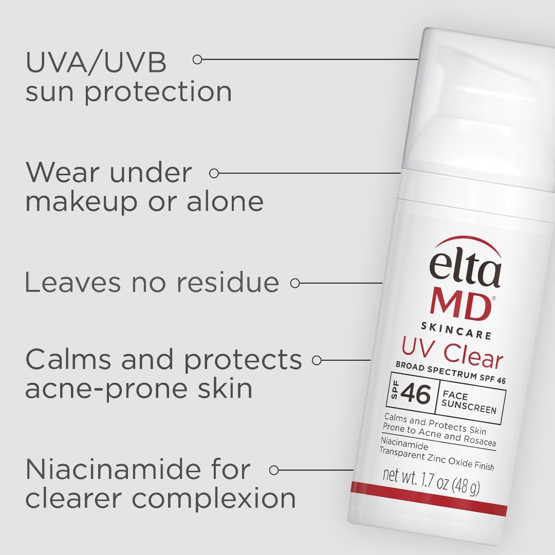 EltaMD UV Clear Face Sunscreen SPF 46, Oil-Free Sunscreen with Zinc Oxide, Dermatologist Recommended - Image 2