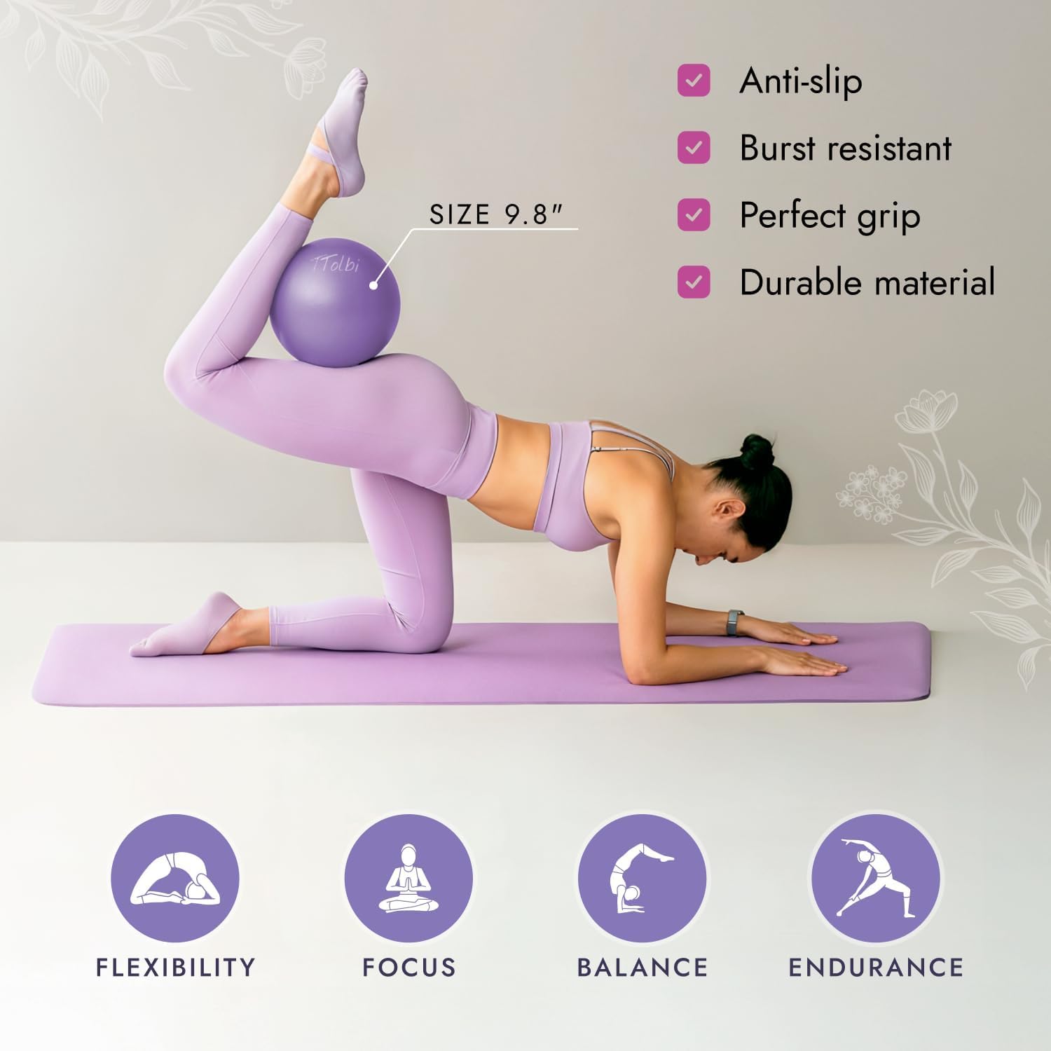 TTolbi Pilates Equipment Kit - Pilates Ring and Ball Set, Home Pilates Workout Kit for Women with Essential Accessories for At Home Workouts to Tone, Strengthen, Balance & Improve Flexibility - Image 3