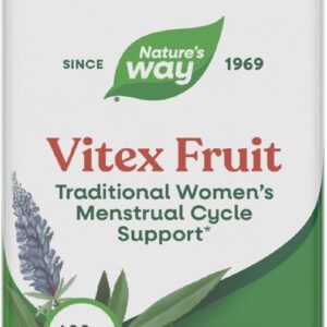 Nature's Way Vitex Fruit, Traditional Menstrual Cycle Support*, Traditional Women's Health Support*, Chasteberry Supplement for Women, Vegan, 320 Capsules (Packaging May Vary)