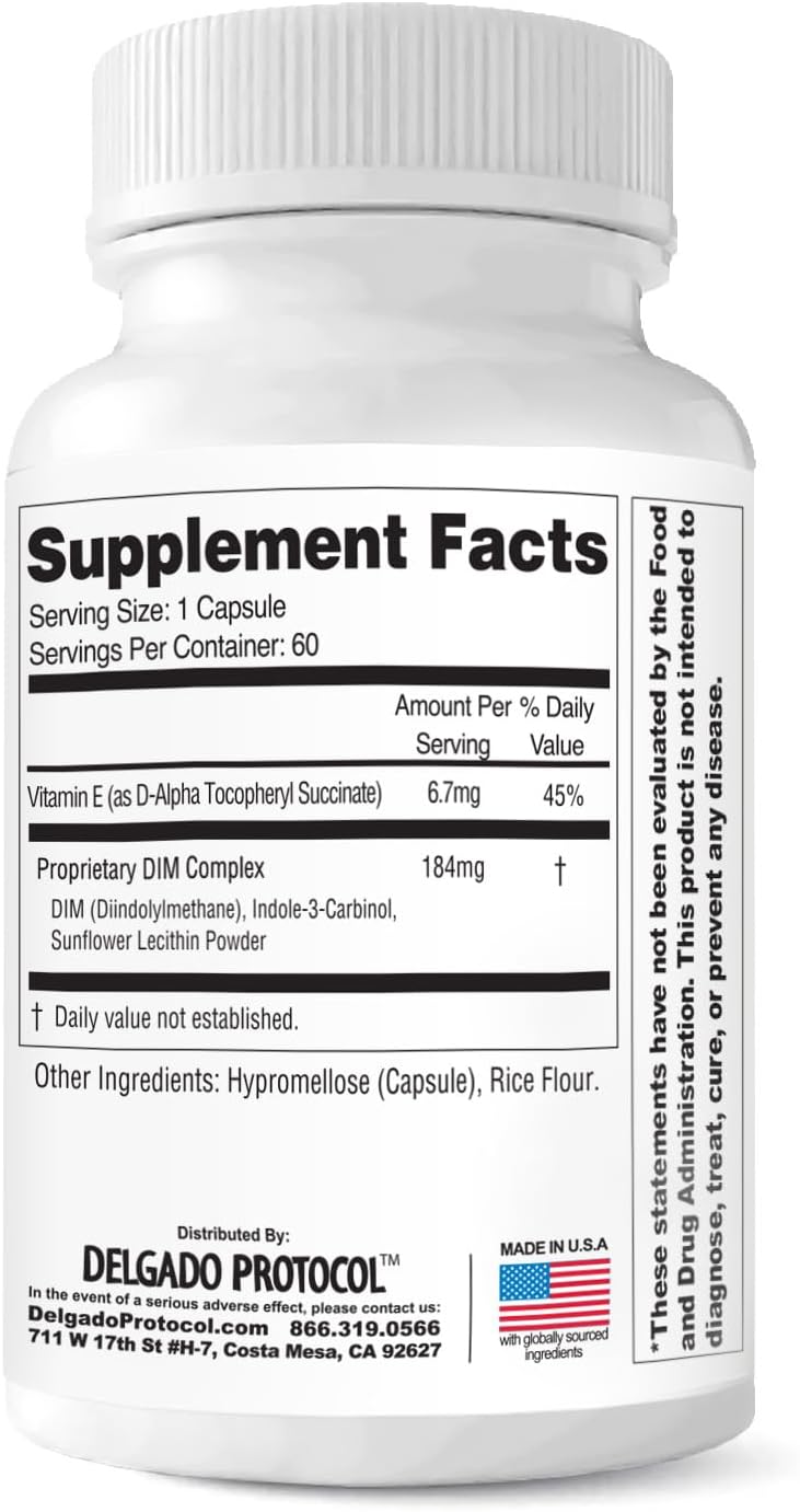 EstroBlock Estrogen Balance Supplement - Maintain Clear Skin, Body Defenses for Women & Men - Delgado Protocol - Original Formula w/No Crystalline DIM Against Dysfunction - 60 Capsules - Image 2