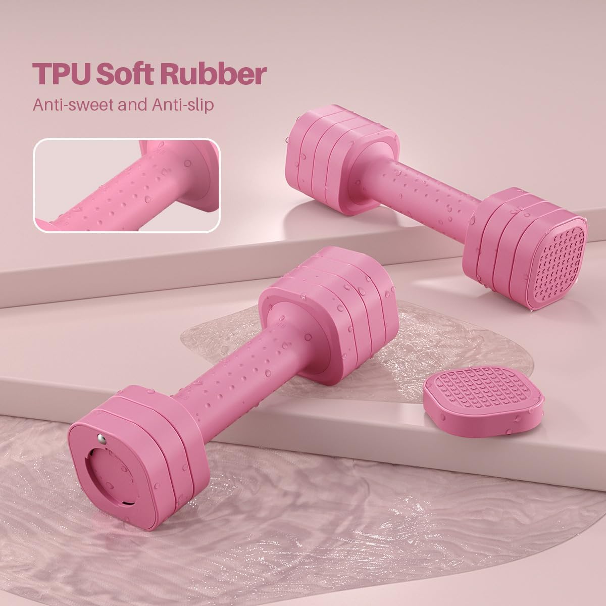 Zempox Adjustable Dumbbell Set, 4 in 1 Free Weight Dumbbell Set for Women, Hand Weight for Women at Home, Each 2lb 3lb 4lb 5lb with TPU Soft Rubber Handle for Home Gym Aquatic Fitness Equipment,Purple - Image 5
