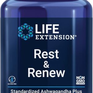 Life Extension Rest & Renew, for a Refreshing & Restorative Night’s Sleep, Gluten-Free, Non-GMO, Vegetarian, 30 Capsules