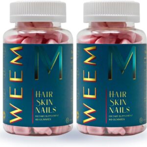 WEEM Hair Skin and Nails Gummies - Supports Healthy Hair - Vegan biotin Vitamins for Women & Men Supports Faster Hair Growth, Stronger Nails, Healthy Skin, Extra Strength (2)