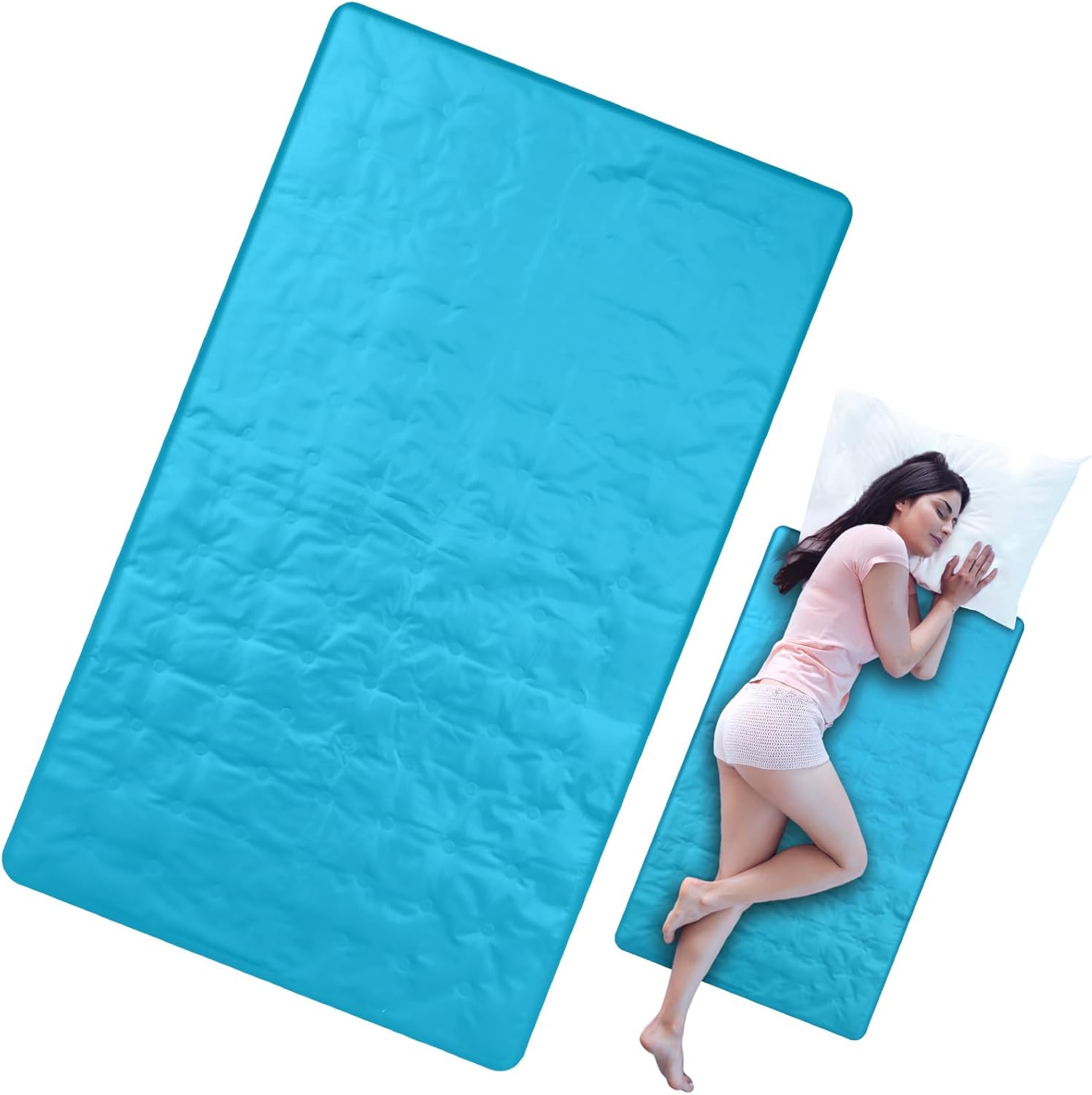 Drydiet Cooling Pad Mat for Bed (48” x 28”) – Gel Cooling Mattress Pad for Sleep, Hot Flashes, Pain Relief, Adults & Pets – No Electricity or Water Needed (Light Blue)