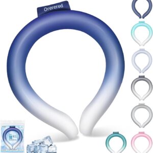 Neck Cooling Tube 70% Gel Increase Ice Cooler Ring Wearable Cooling Neck Wraps for Summer Heat Body Cooling Products for Outdoor Indoor Activities Relief for Hot Flashes (Blue White, L)