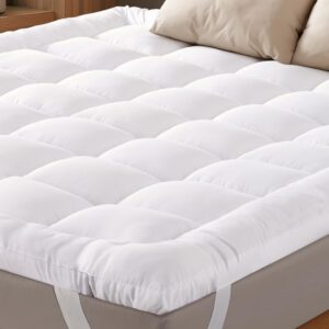 Ultra Soft Queen Mattress Topper - Cloud-Like Mattress Pad for Full Back Support - Breathable Cooling Material for Hot Sleepers, White