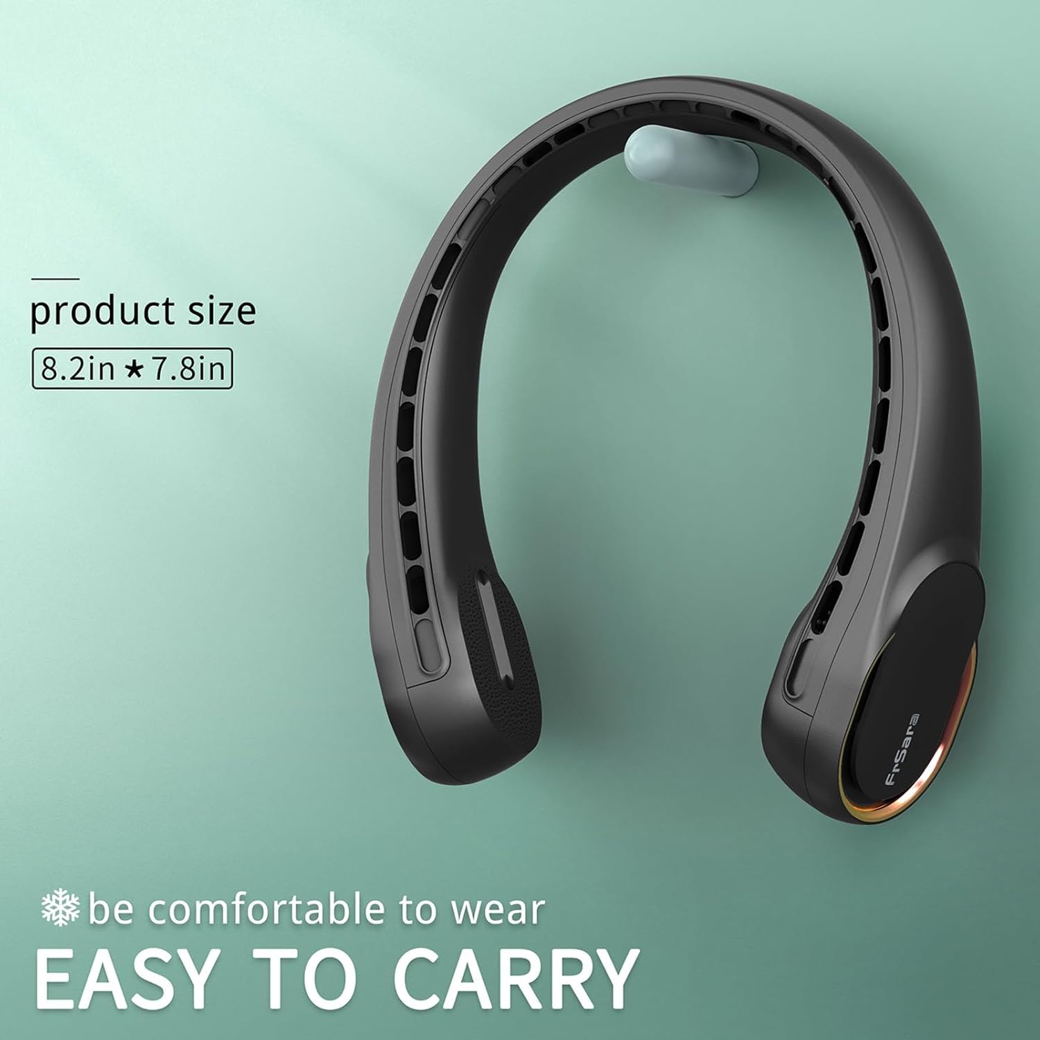 FrSara Portable Fan, Personal Neck Fan that Blows Cold Air, Upgraded 4000mAh,Long Endurance,Upgraded air volume,Easier to Use,360° Cooling,No Hair Twisting,Non-Slip Material,Rechargeable,3-Speed - Image 4