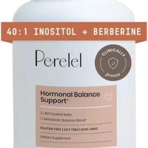 Perelel Hormone Balance Support, Myo & D Chiro Inositol, Womens Inositol Supplement with Berberine, Alpha Lipoic Acid, & Dim to Support Female Health, Soy, Dairy & Gluten Free, Non GMO, 120 Capsules