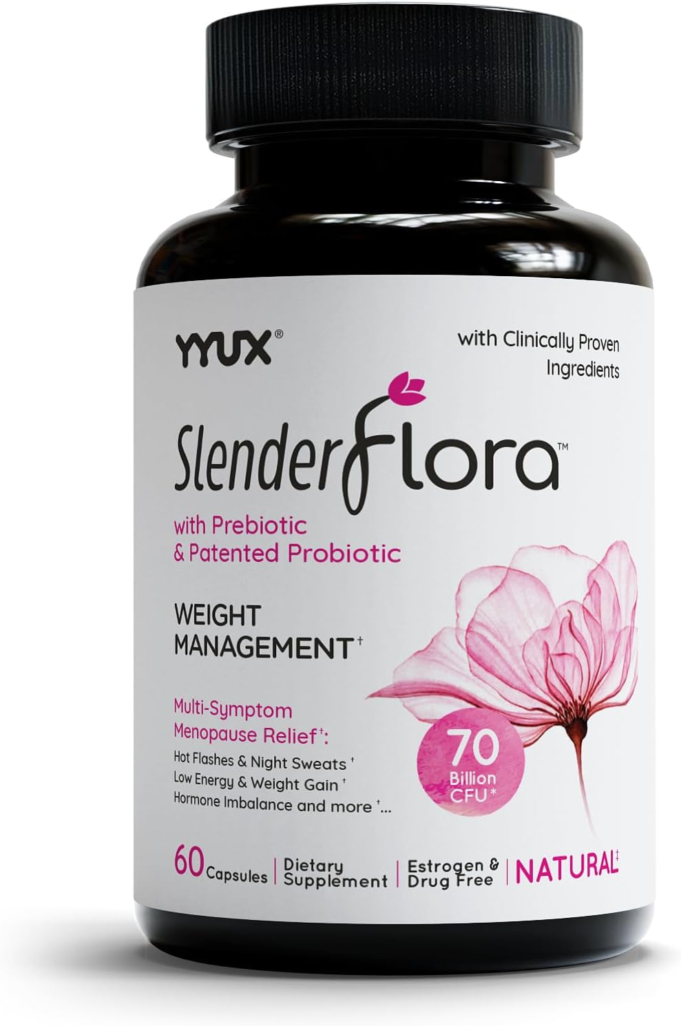 SlenderFlora - Menopause Probiotic Supplement | Weight Management, Hot Flashes, Night Sweats, Bloating | 70 Billion CFU | Gluten, Soy & Dairy Free | 60 Count
