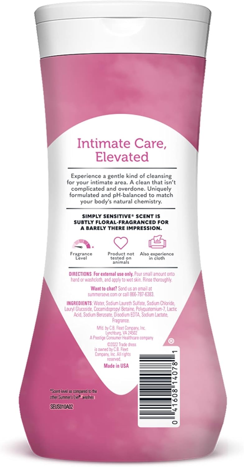 Summer’s Eve Simply Sensitive All-Over Daily Feminine Wash, Gentle pH-Balanced Body Wash for Women, Feminine Care to Remove Vaginal Odor, Gynecologist Tested, 15 Fl Oz, Pack of 3 - Image 2