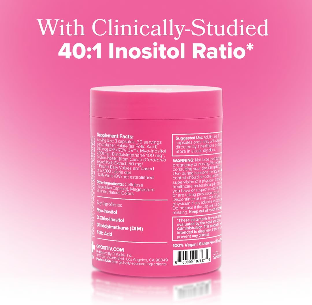 O Positiv FLO Ovarian Health Support - Hormone Balance for Women, Supplement with DIM, Myo & D-Chiro Inositol, Folic Acid - Supports Healthy Ovulation, Cycle Regularity - 30 Servings - Image 3